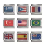 1Pcs 9mm Width National Flag Charm