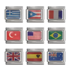 1Pcs 9mm Width National Flag Charm