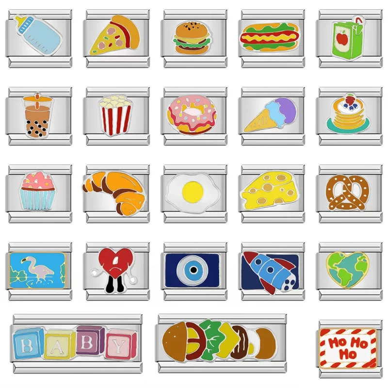 Food Hamburger Ice Cream Charm Italian Links Fit 9mm