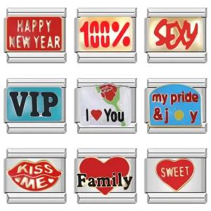Color Glaze Sexy Family Sweet Kiss Me VIP Charm Links Fit 9mm