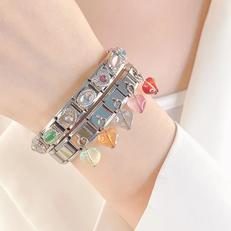Heart Elliptic Rectangle CZ Charm Fit 9mm - Image 2