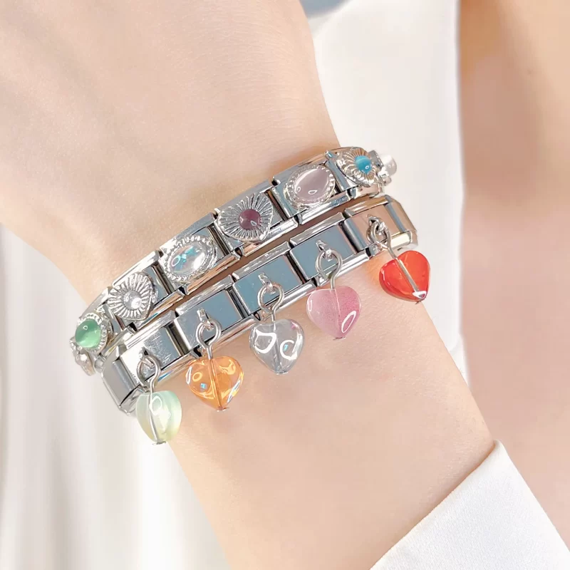 Heart Elliptic Rectangle CZ Charm Fit 9mm - Image 3