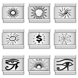 Stainless Steel Sun Eye Charm Italian Links Fit 9mm