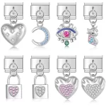 Sweet Heart Lock Moon Unicorn Charm Links Fit 9mm