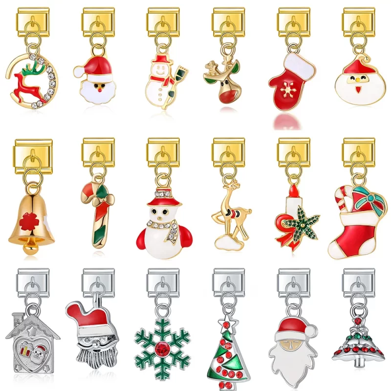 Christmas Tree Snowman Deer Santa Claus Italian Charm Fit 9mm - Image 2