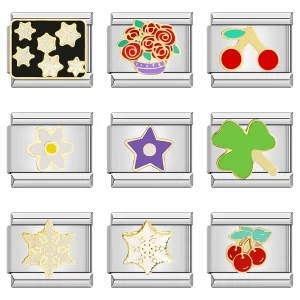 Glaze Flower Star Snowflake Cherry Italian Links Charm Fit 9mm