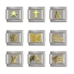 Gold Butterfly Cross Flower Dolphins Italian Charm Links Fit 9mm