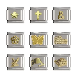 Gold Butterfly Cross Flower Dolphins Italian Charm Links Fit 9mm