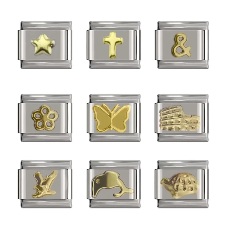 Gold Butterfly Cross Flower Dolphins Italian Charm Links Fit 9mm