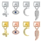 Moon Eye Butterfly Angle Wing Shiny CZ Charm Links Fit 9mm