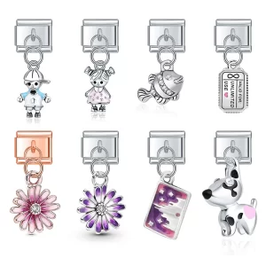 Sweet Flower Fish Rainbow Dog Boy Girls Charm Links Fit 9mm