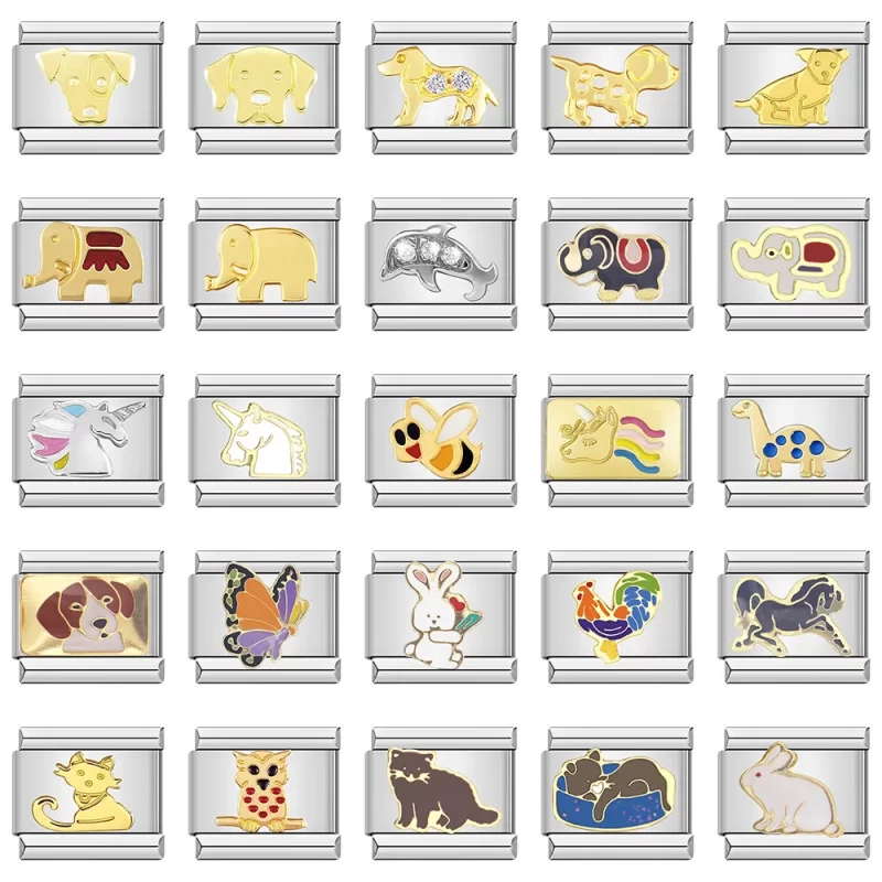 Dog Unicorn Elephant Butterfly Cat Horse Charm Links Fit 9mm