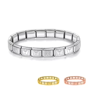 Hollow Butterfly 9mm Width Stainless Steel Bracelet