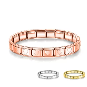 Romantic Heart 9mm Width Stainless Steel Bracelet Bangle