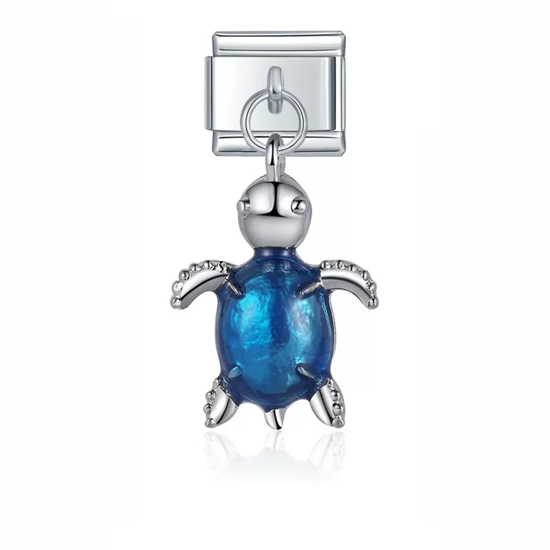 Bell Blue Turtle Beads Italian Link Charm Fit 9mm - Image 6