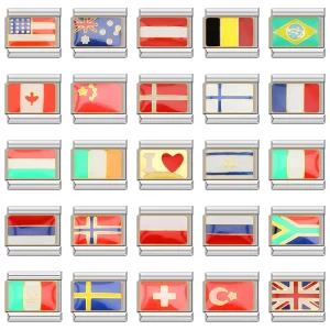 World National Flag Italian Charm Fit 9mm