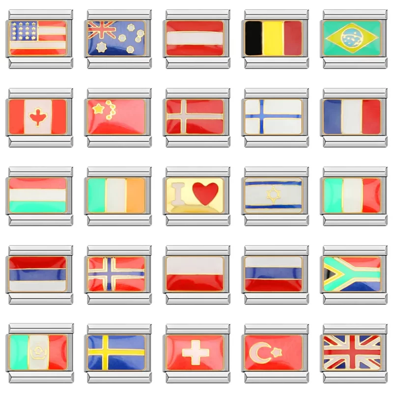 World National Flag Italian Charm Fit 9mm