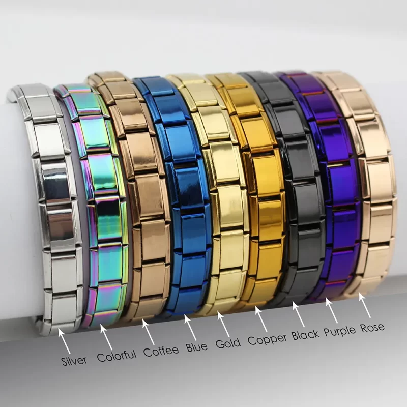 9mm Width Itanlian Elastic Charm Bracelet Stainless Steel Bangle ST - Image 6