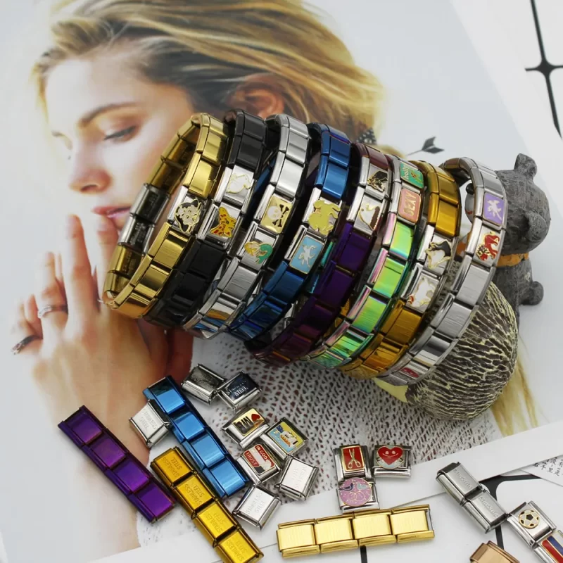 9mm Width Itanlian Elastic Charm Bracelet Stainless Steel Bangle ST - Image 7