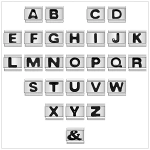 Black 26 Letters A-Z Italian Links Charm