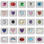 Heart Ellipse Color CZ Italian Charm Links Fit 9mm