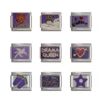 Sweet Purple Star Queen Spa Heart Love Charm Links Fit 9mm Bracelet