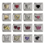 2024 Romantic Red Pink Black Heart Italian Charm Links Fit 9mm