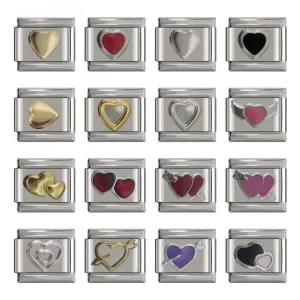 2024 Romantic Red Pink Black Heart Italian Charm Links Fit 9mm