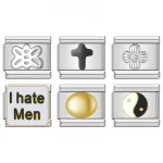Cross Bee Flower I Hate Men Charm Italian Links Fit 9mm