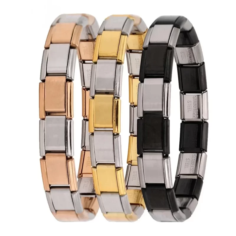 9mm Width Mixed Color 18Links Stainless Steel 17.3cm