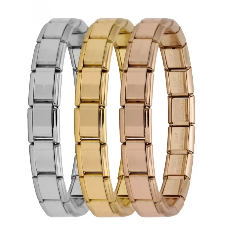 9mm Width Itanlian Elastic Charm Bracelet Stainless Steel Bangle ST