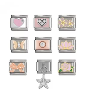 Heart Butterfly Flower Star Italian Charm Fit 9mm Bracelet