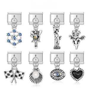 Heart Eye Shell Dinosaur Charm Links Fit 9mm