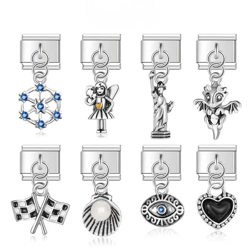 Heart Eye Shell Dinosaur Charm Links Fit 9mm